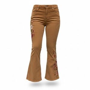 DRIFTWOOD Corduroy Pants in Rich Brown with floral embroidery size 29